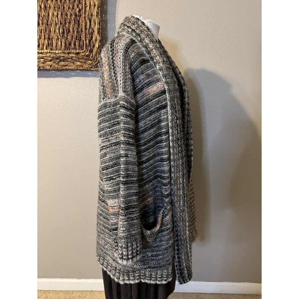 Anthropologie Cardigan Sweater Pink Gray Black M Medium Thick Alpaca Wool $180 - Picture 13 of 16
